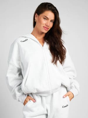 Cloud Zip Hoodie: Lauren is 5′8″ wearing a size M
