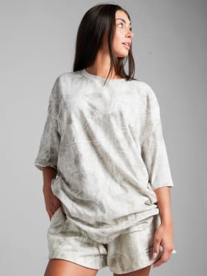Camo Tee: Sara is 5'6" and wears a size M