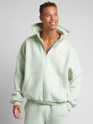 Pastel Zip Hoodie: Evan is 6'4" wearing a size L