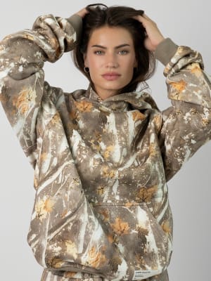 Camo Hoodie: Lauren is 5’8” and wears a size M